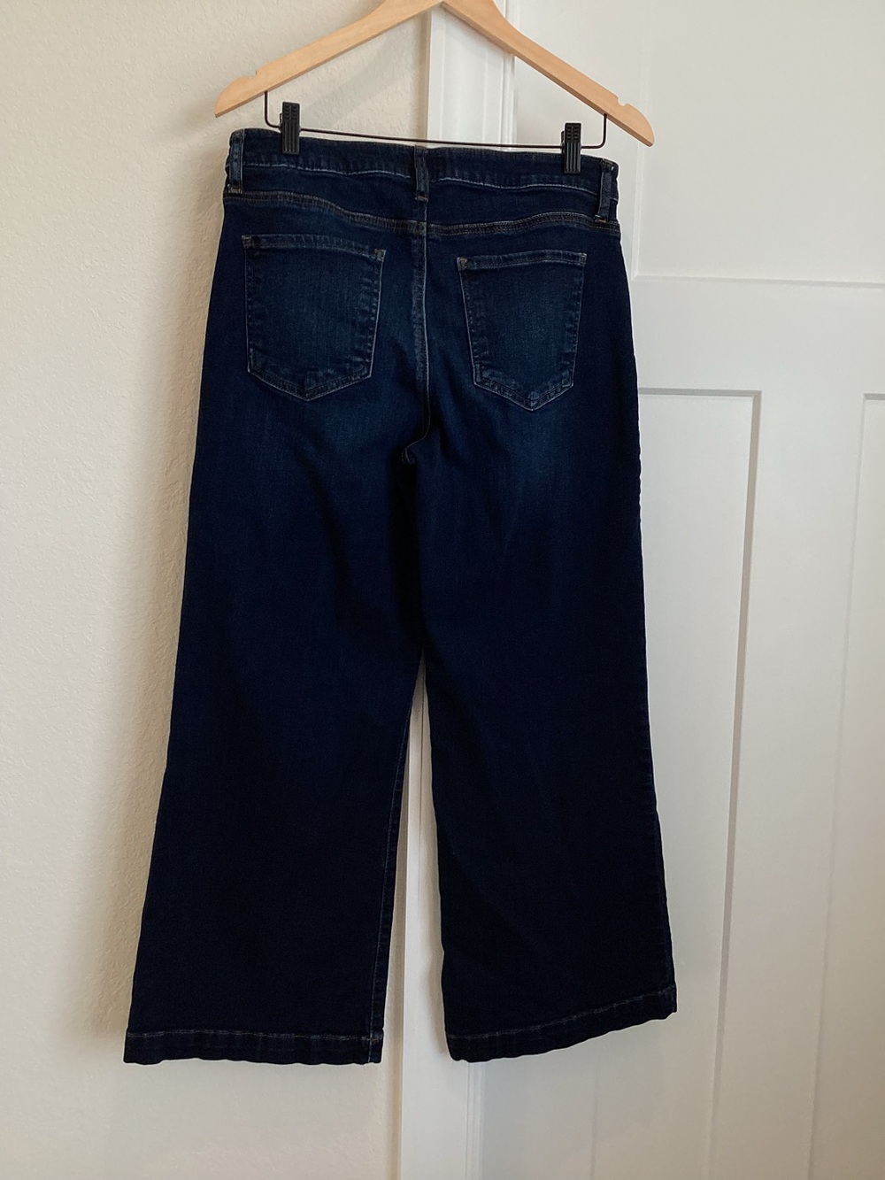 KUT From the Kloth Wide Leg Meg Jean High Rise Button Patch Pocket 8 Dark Rinse - Picture 8 of 12